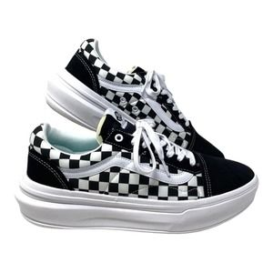 VANS‎ Old Skool Overt CC Shoe Platform Black Check Canvas Suede Men's Size 11.5